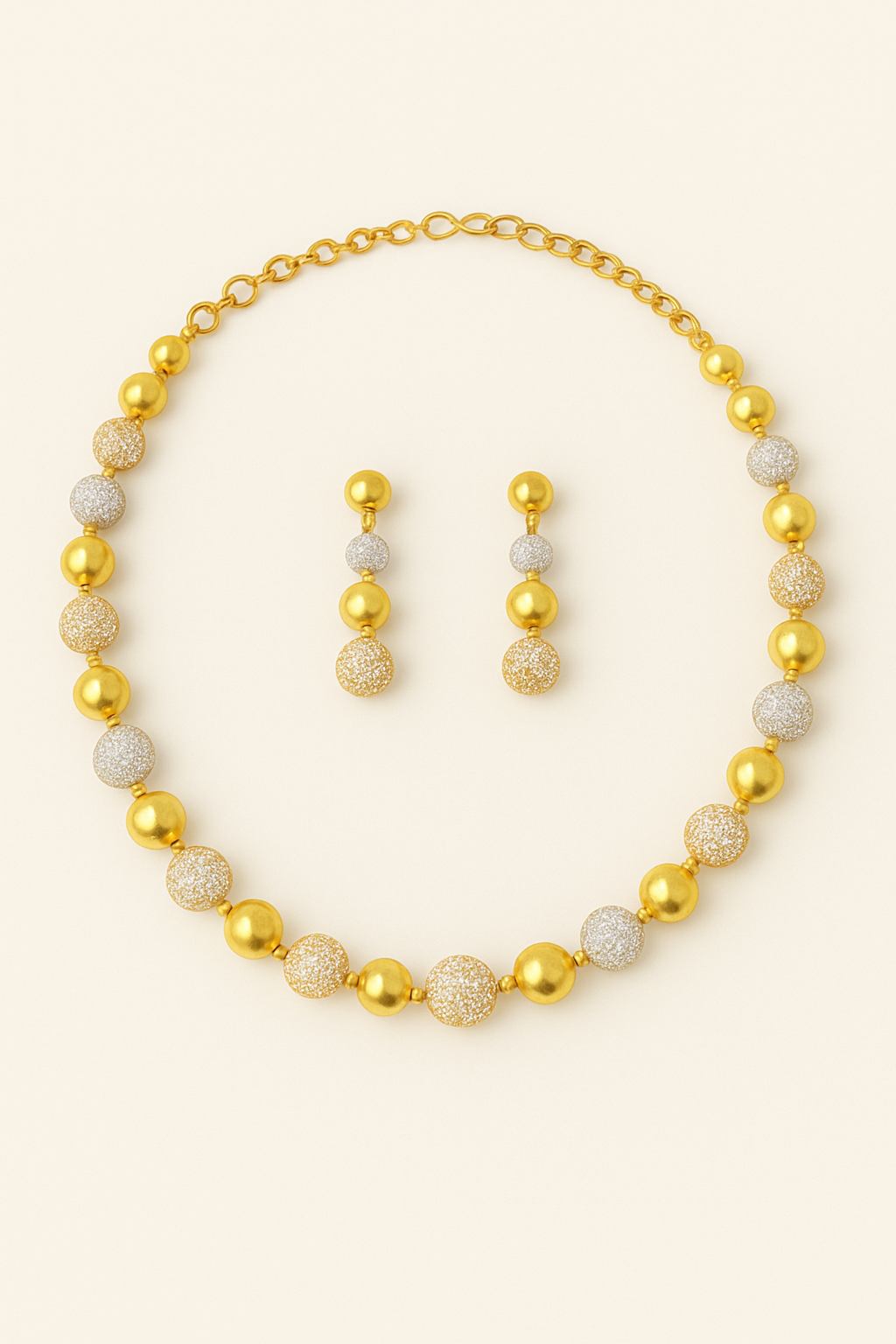 Elegant Gold & Stone Beaded Necklace Set