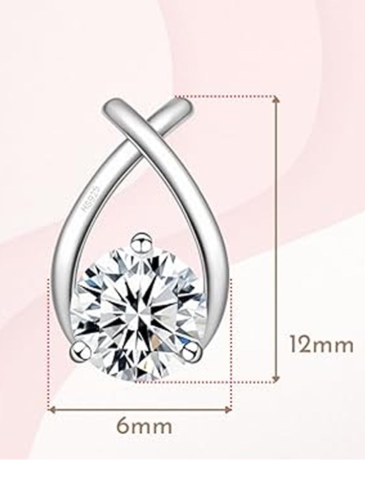 HighSpark Women's 925 Silver Xo Solitaire Earrings | 92.5 Sterling Silver And Diamond Like Brilliance Sparkling Zirconia | Lovely Gift - Xo Solitaire