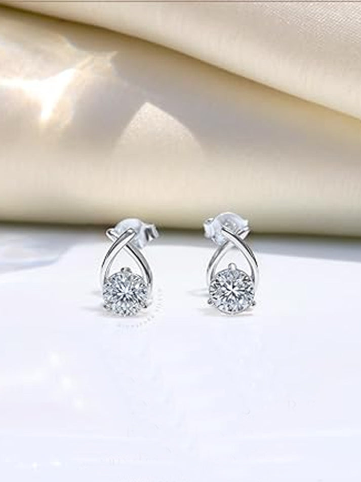 HighSpark Women's 925 Silver Xo Solitaire Earrings | 92.5 Sterling Silver And Diamond Like Brilliance Sparkling Zirconia | Lovely Gift - Xo Solitaire