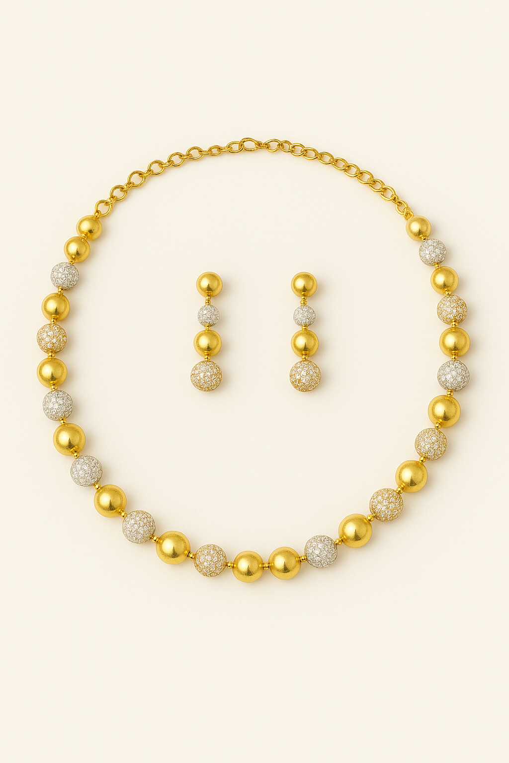 Elegant Gold & Stone Beaded Necklace Set