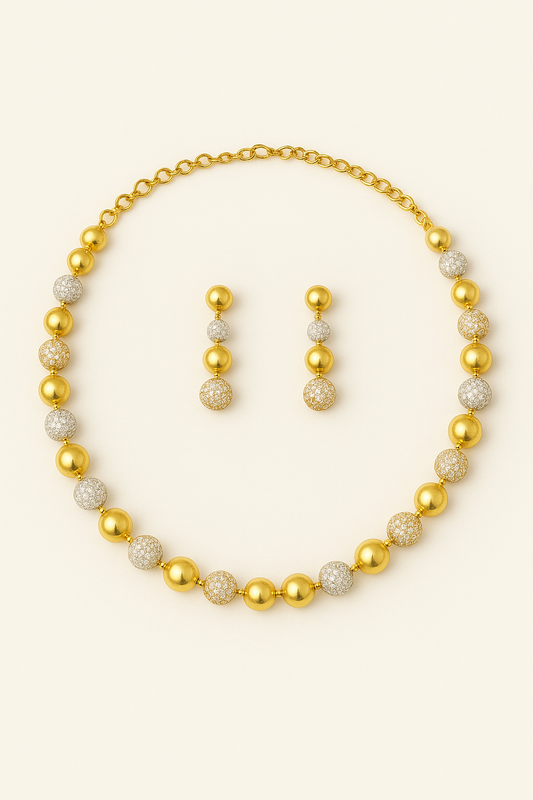 Elegant Gold & Stone Beaded Necklace Set